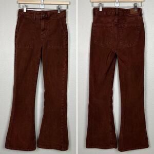 American Eagle Outfitters Women's Sz 2 Super Hi-Rise Flare Corduroy Jeans Brown